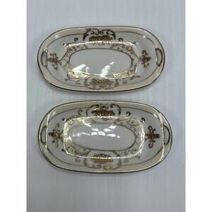 Small‎ Noritake Hand Painted Porcelain Relish Dish Gold Trim Yellow Poppies 3.5”
